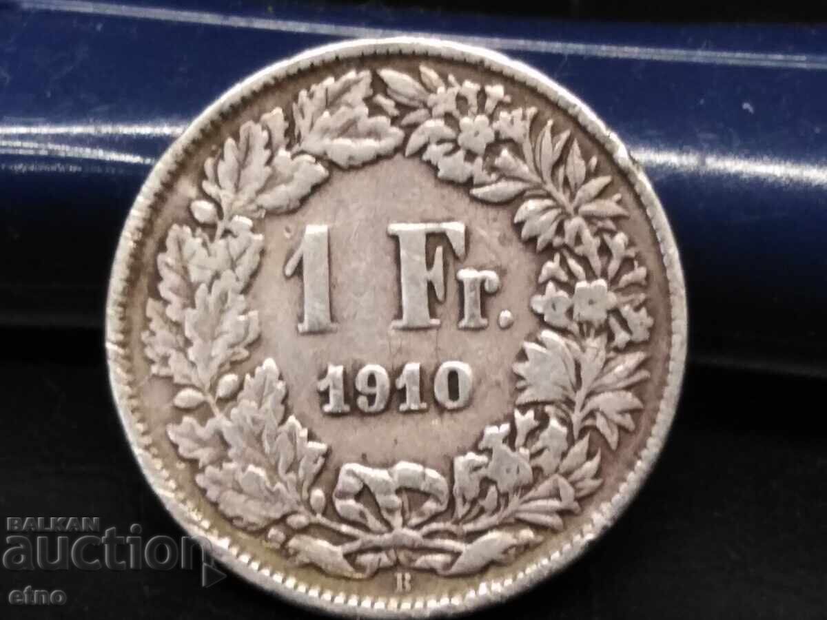 1 Franc, 1910, Switzerland, SILVER 0.835, COIN