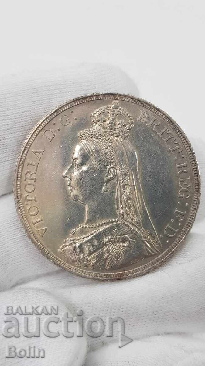 Ryadka ασημένια νομίσμα Silver Crown 1887 Βικτώρια Βρετανία με τιμή 360.00 BGN | € 184.07