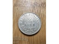 2 Lire 1863 Italy Silver