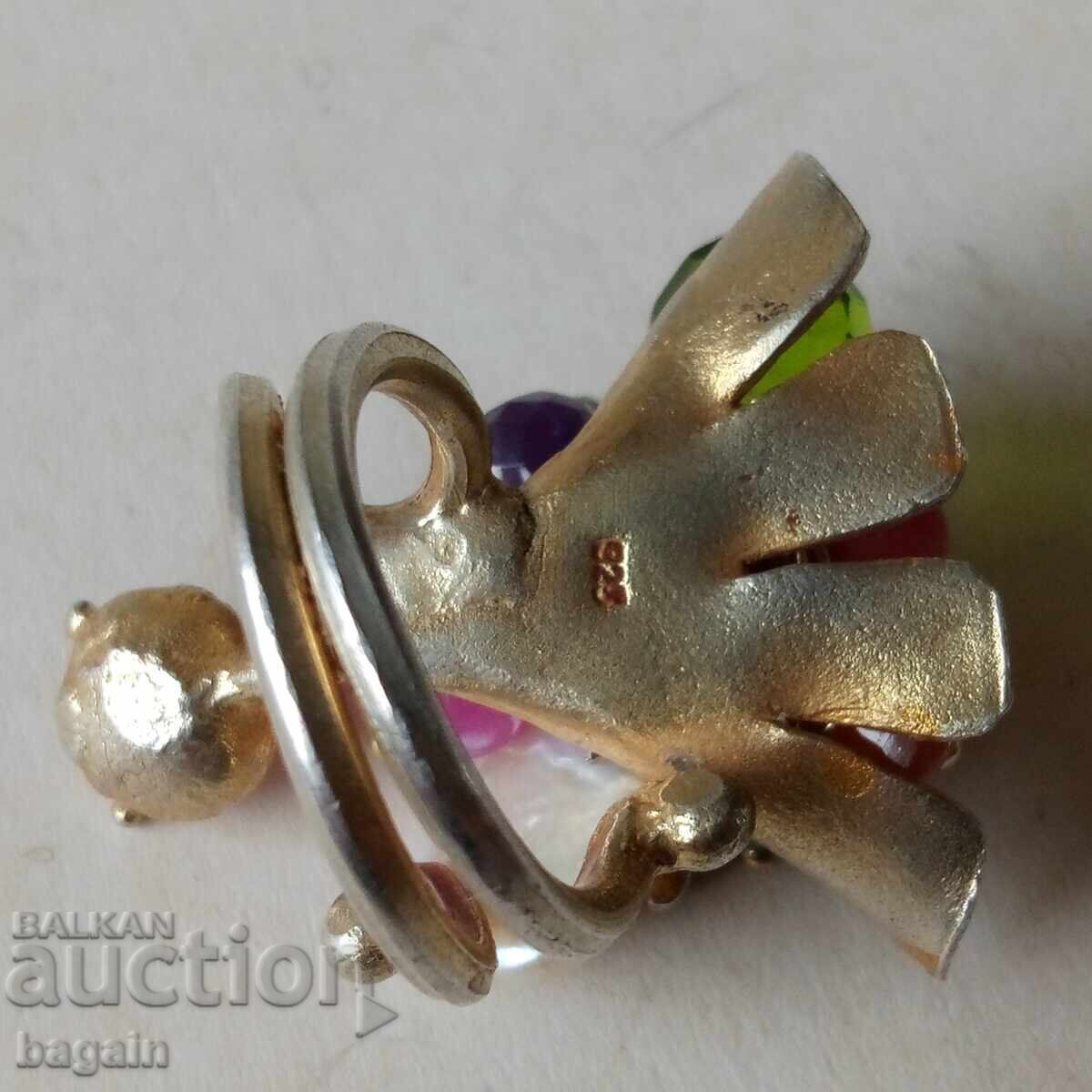 Auction  Unique silver ring with gold plating