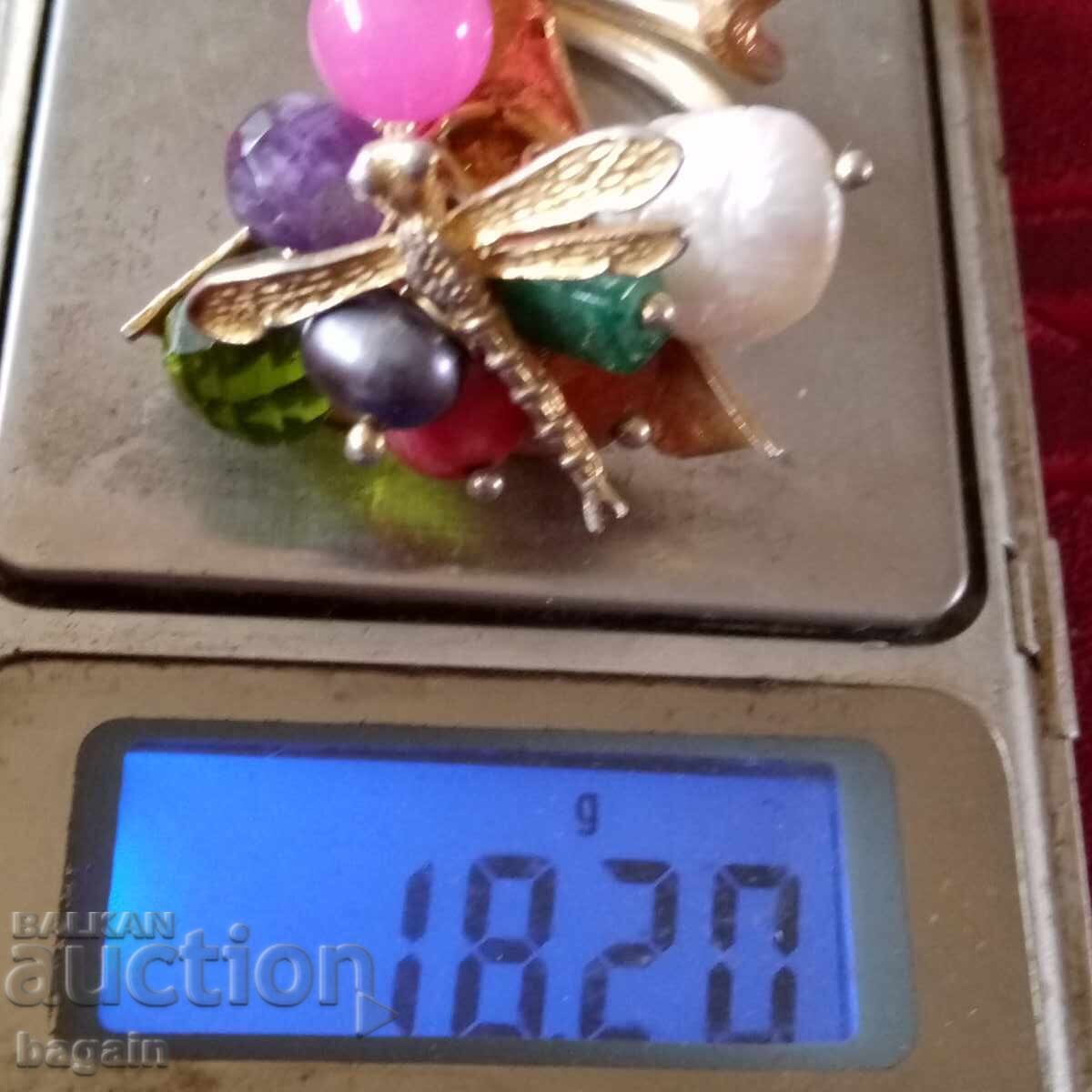 Unique silver ring with gold plating - 5