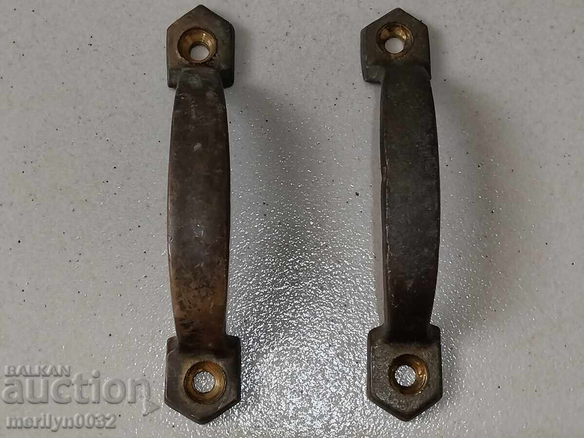 Bronze hardware, a pair of old safe handles