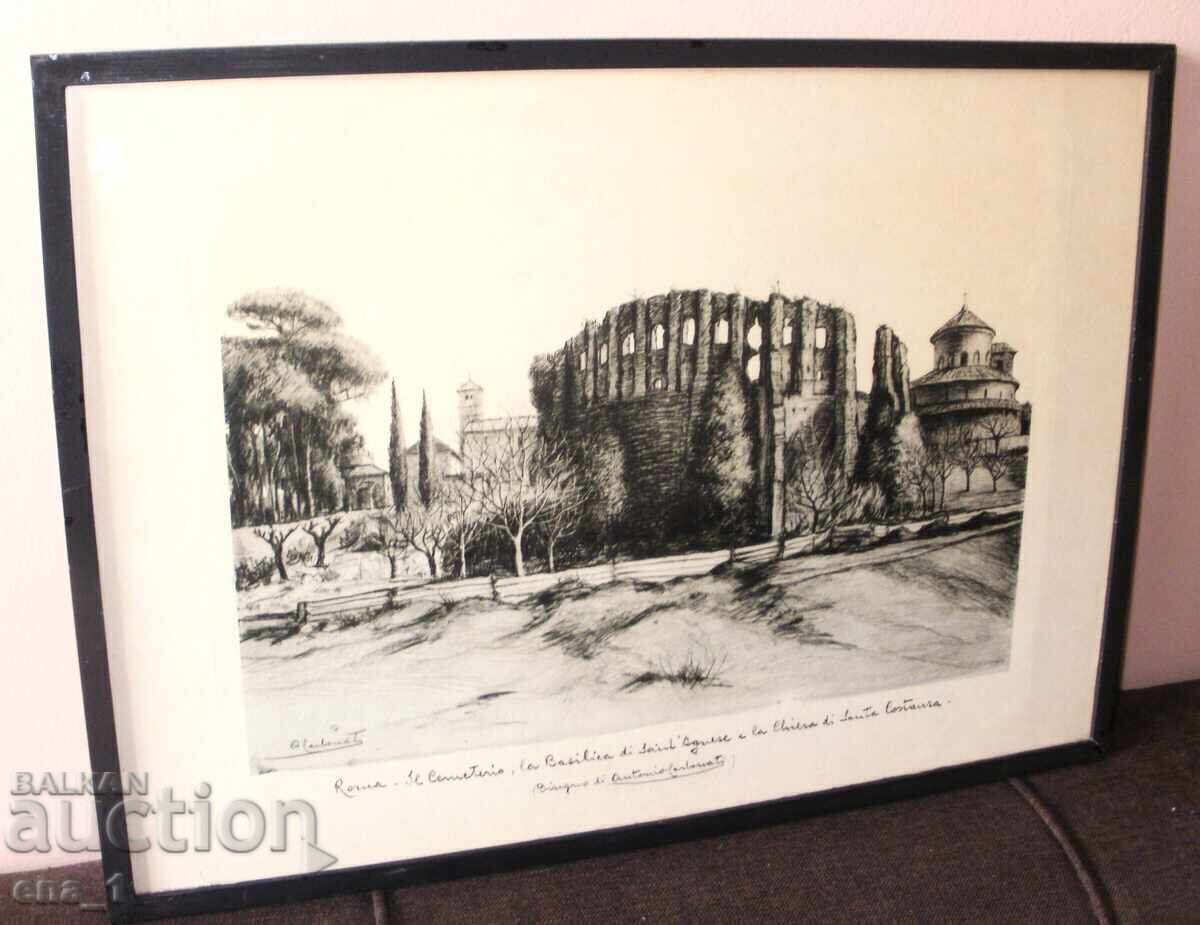 Ιταλική χαρακτική "Άποψη της Ρώμης" από τον Antonio Carbonati με τιμή 59.99 BGN | € 30.67