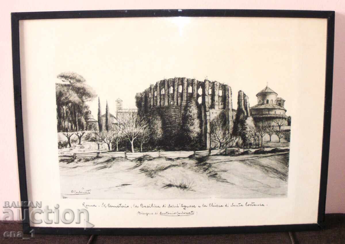 Δημοπρασία Ιταλική χαρακτική "Άποψη της Ρώμης" από τον Antonio Carbonati