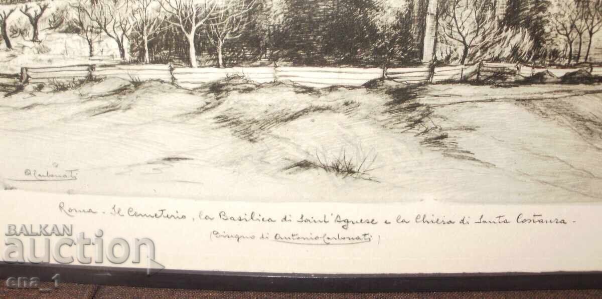 Ιταλική χαρακτική "Άποψη της Ρώμης" από τον Antonio Carbonati - 6