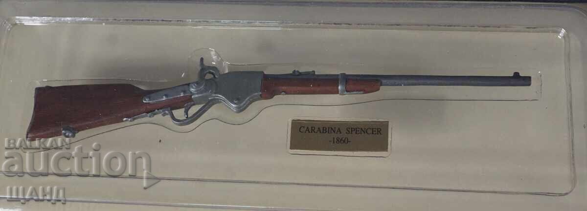 Умален метален Модел на пушка CARABINA SPENCER с кутия 1860 с цена 10.25 лв. | € 5.24 Умален метален Модел на пушка CARABINA SPENCER с кутия 1860 с цена 10.25 лв. | € 5.24