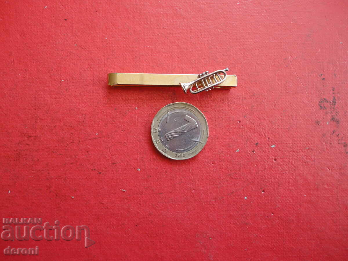 Επιχρυσωμένο κλιπ γραβάτας σωλήνα τρομπέτας Επιχρυσωμένο κλιπ γραβάτας σωλήνα τρομπέτας