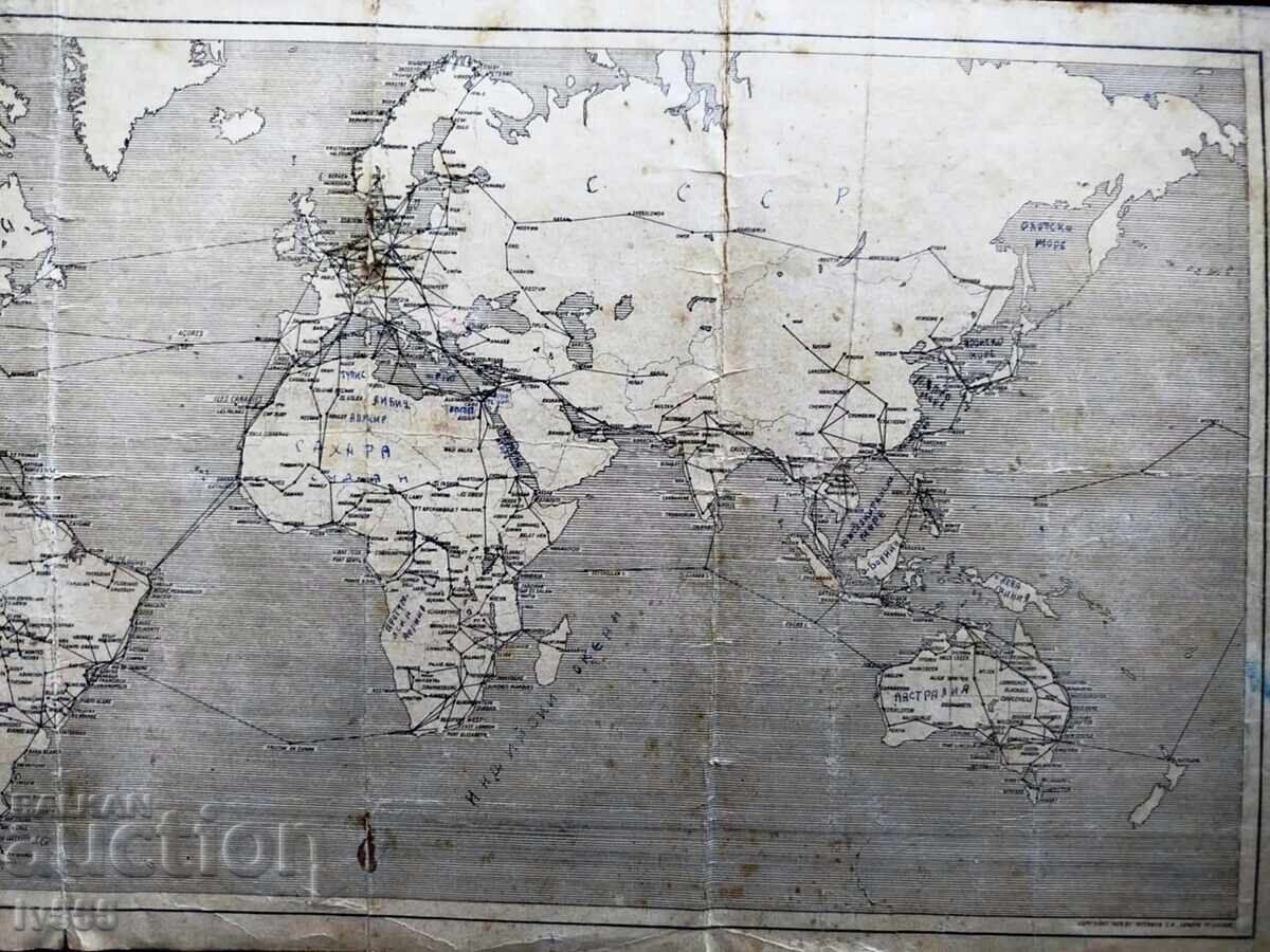 Licitație VÂND HARTĂ VECHE A REȚELEI AERIENE MONDIALE DIN 1939 Licitație VÂND HARTĂ VECHE A REȚELEI AERIENE MONDIALE DIN 1939