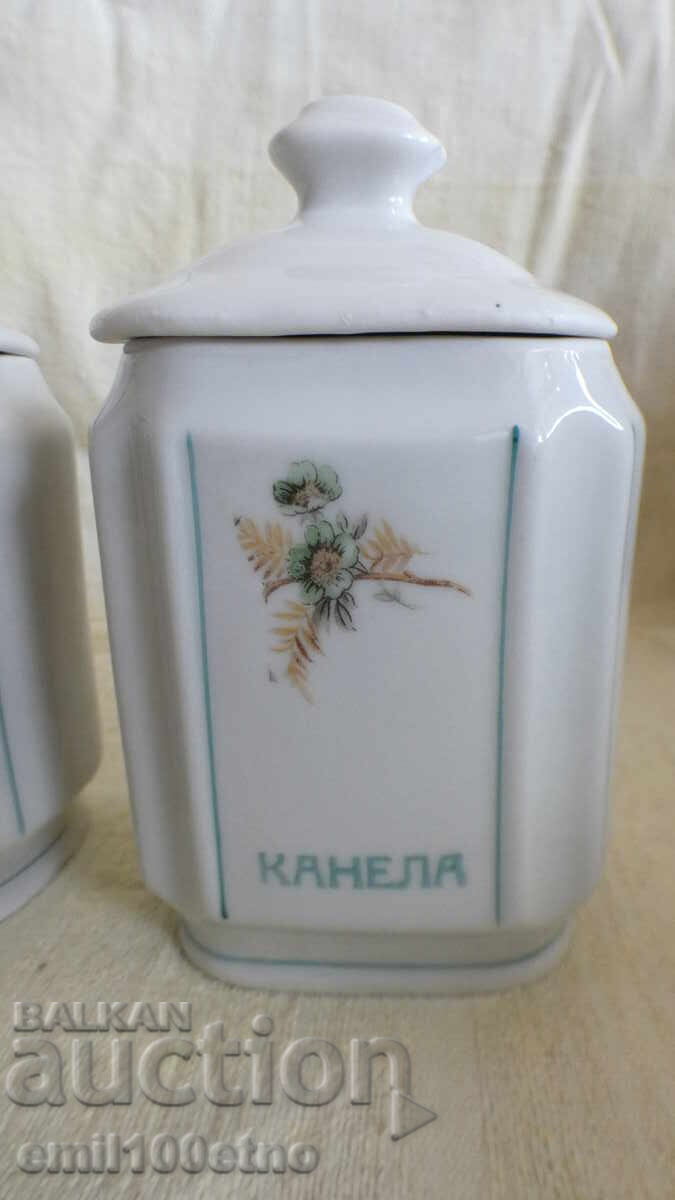 Auction  Spice boxes Cloves Tea Cinnamon old porcelain