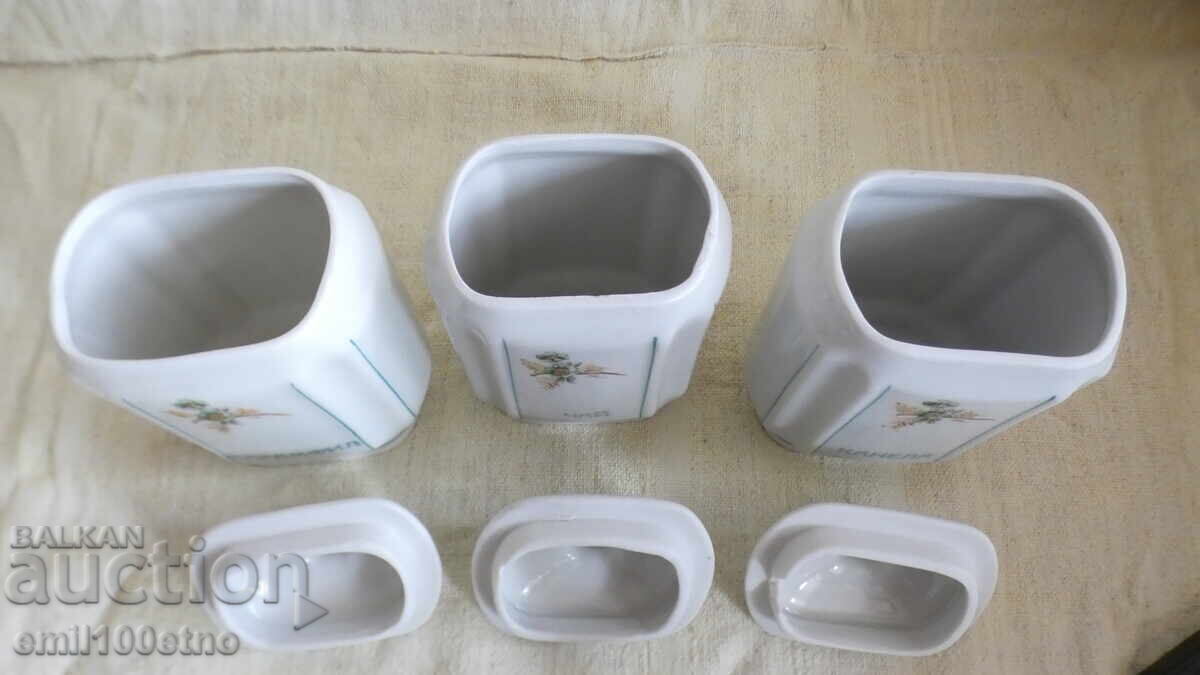 Spice boxes Cloves Tea Cinnamon old porcelain - 6