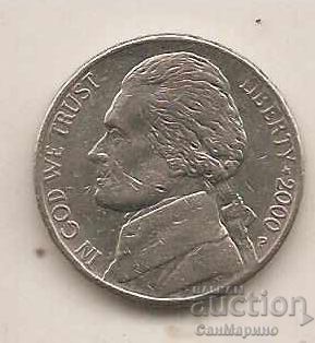 5 US cents 2000 R* with price 0.40 BGN | € 0.20