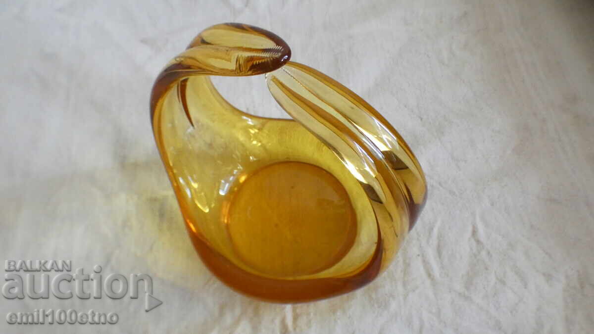 Μπομπονιέρα μασίφ ποτήρι με κεχριμπαρένιο χρώμα χειροποίητο - 5