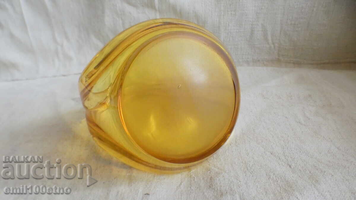 Μπομπονιέρα μασίφ ποτήρι με κεχριμπαρένιο χρώμα χειροποίητο - 6