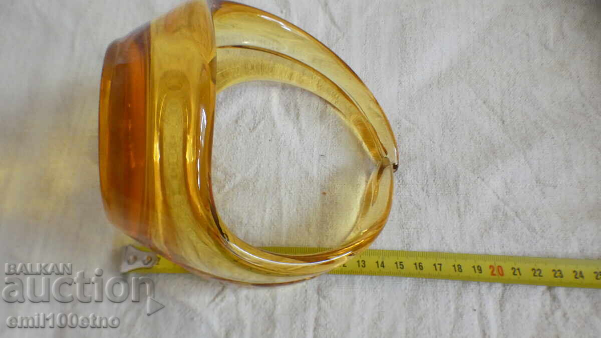 Μπομπονιέρα μασίφ ποτήρι με κεχριμπαρένιο χρώμα χειροποίητο - 7