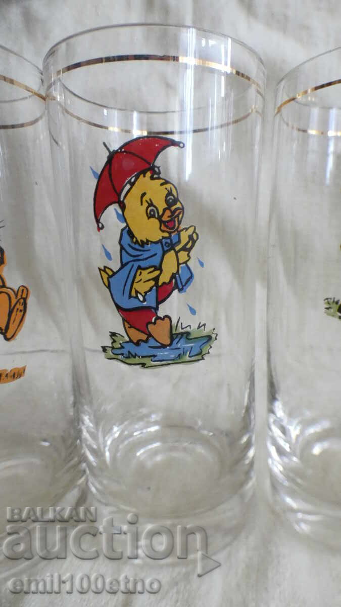 Auction Water or Juice Bowls, Children's Tales, Thin Glass Auction Water or Juice Bowls, Children's Tales, Thin Glass