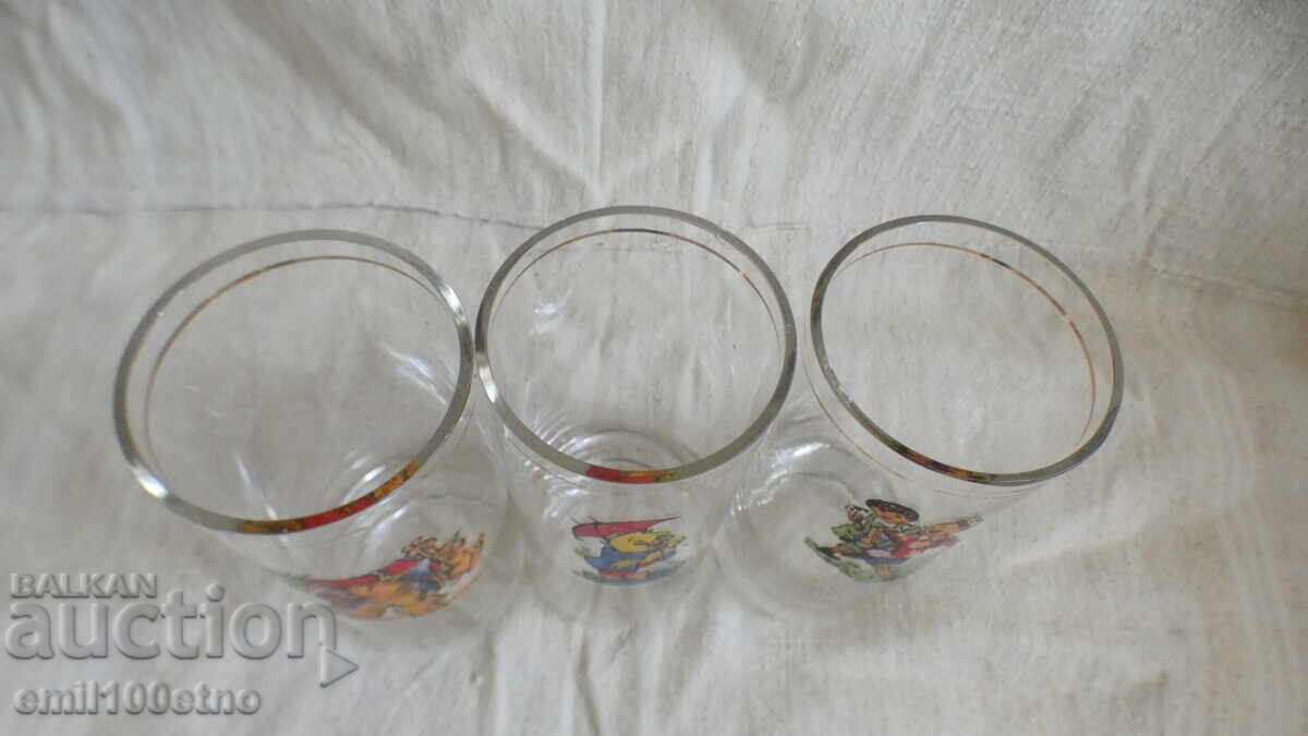 Water or Juice Bowls, Children's Tales, Thin Glass - 5 Water or Juice Bowls, Children's Tales, Thin Glass - 5