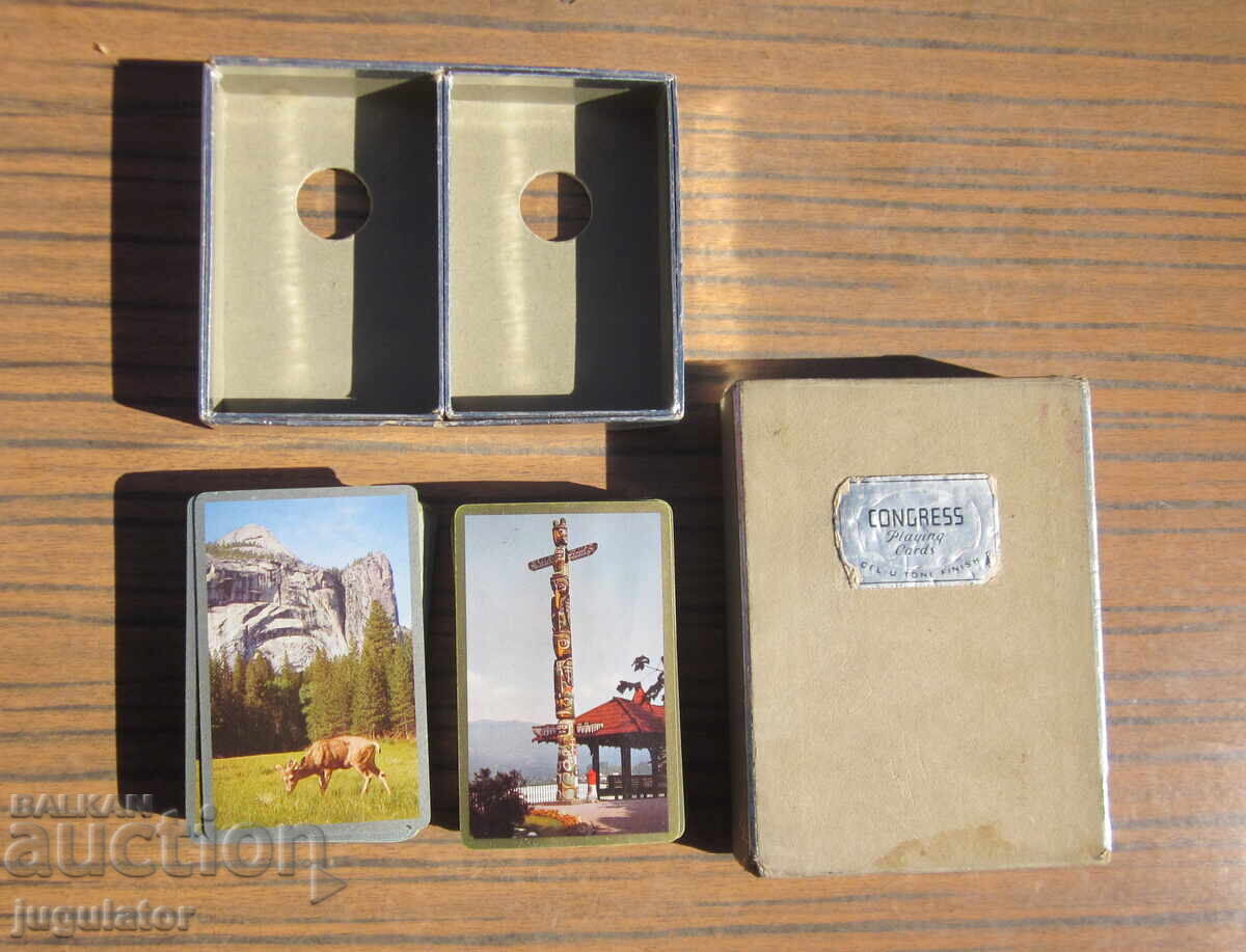 Old collectible playing cards, two decks in a box