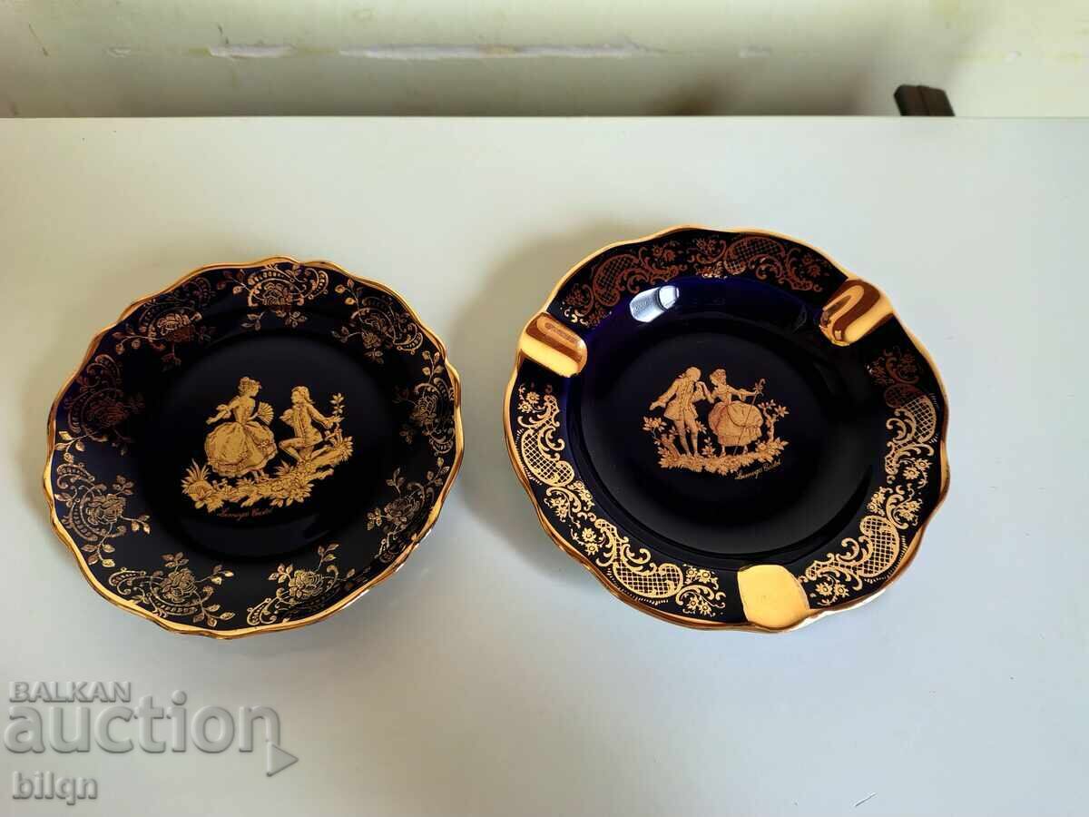 Прекрасен Позлатен 22К Порцеланови Компликт-Лимож