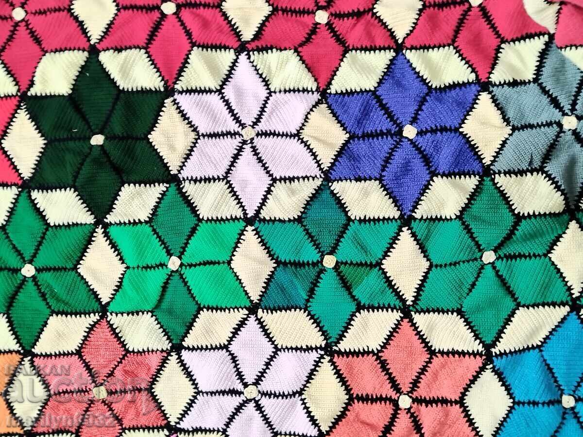 Παλιά βαμβακερή χειροποίητη πλεκτή κουβέρτα κάλυμμα κρεβατιού με τιμή 195.00 BGN | € 99.70