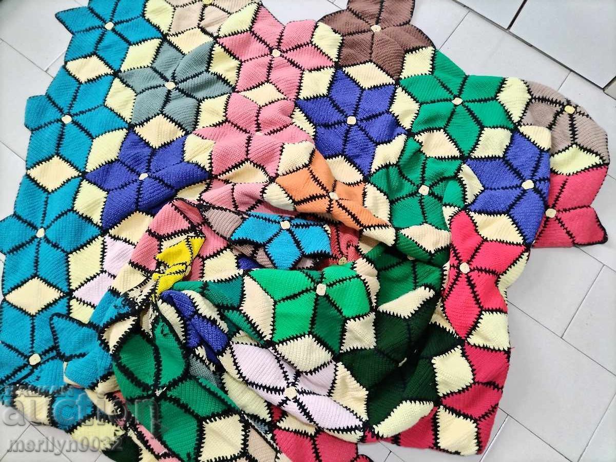 Παλιά βαμβακερή χειροποίητη πλεκτή κουβέρτα κάλυμμα κρεβατιού - 6