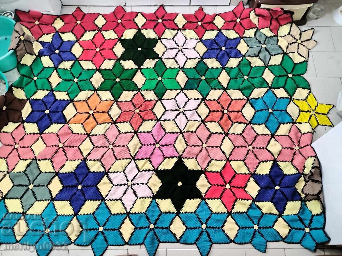 Παλιά βαμβακερή χειροποίητη πλεκτή κουβέρτα κάλυμμα κρεβατιού