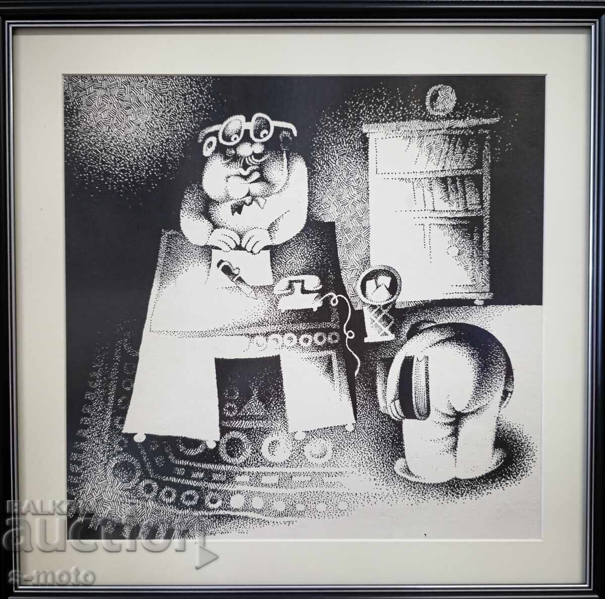 Μίλκο Ντίκοφ γραφικά, μικτές τεχνικές καρικατούρα Μίλκο Ντίκοφ γραφικά, μικτές τεχνικές καρικατούρα