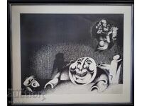 Mihail Dikov grafică, tehnici mixte caricatură