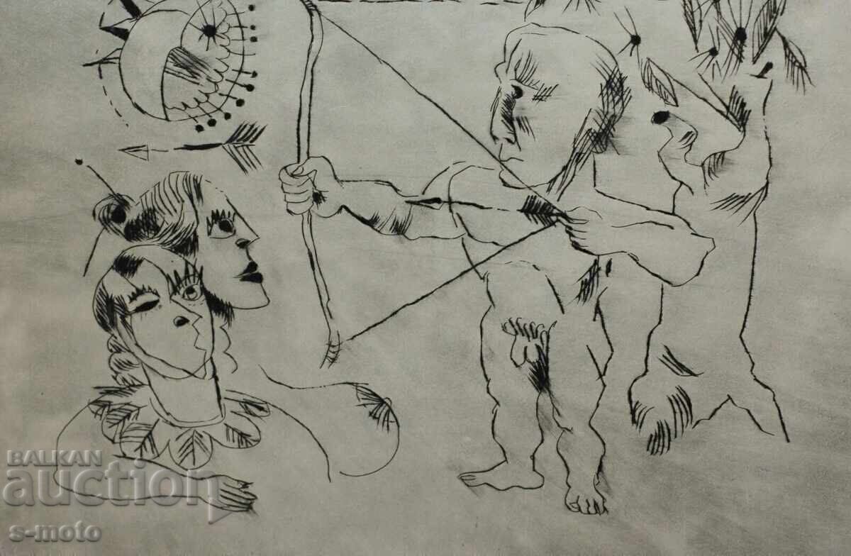 Ivan Gazdov Graphics Drypoint Figure