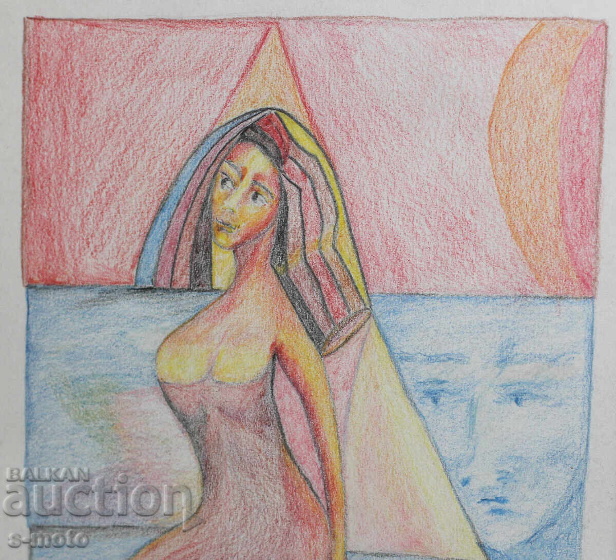 Παράδοση Πίνακας παστέλ πορτρέτο γυναίκα γυμνό σώμα