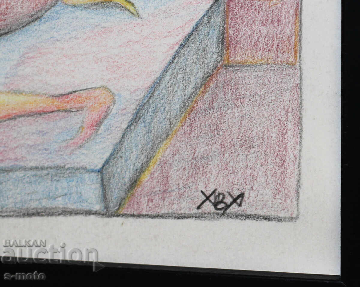 Πίνακας παστέλ πορτρέτο γυναίκα γυμνό σώμα - 7