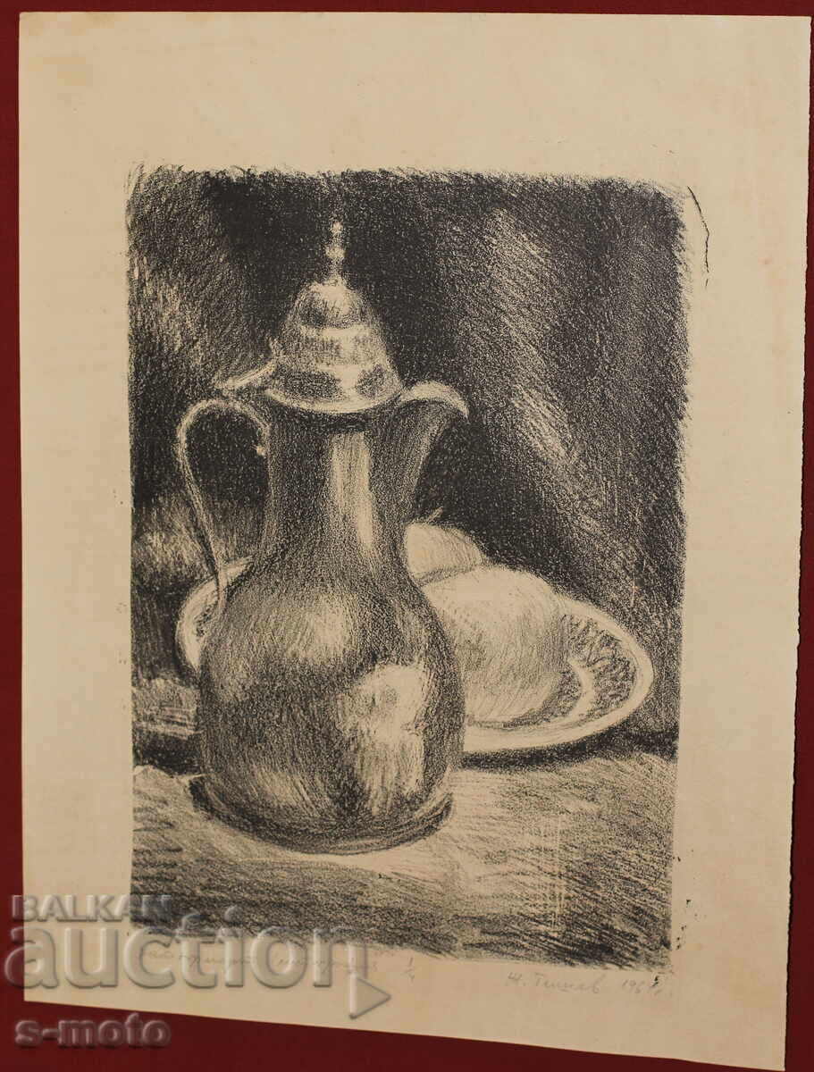 Живко Тишев графика 1964г. Натюрморт с цена 280.00 лв. | € 143.16