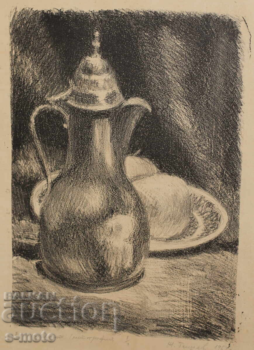 Живко Тишев графика 1964г. Натюрморт