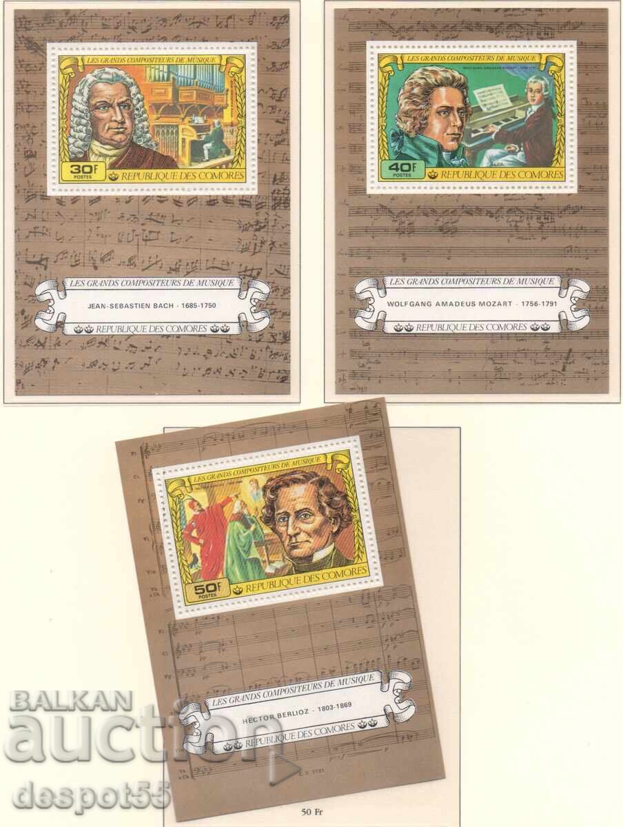1978. Insulele Comore. Emisiune de compozitori. Serie de 3 blocuri