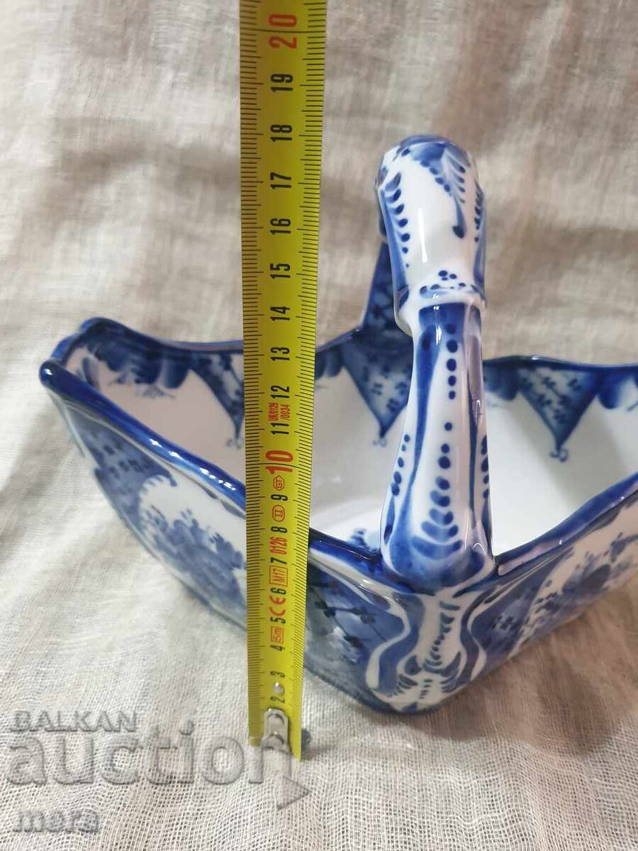 Porcelain author's bonbonniere, fruit bowl, basket Gzhel - 5