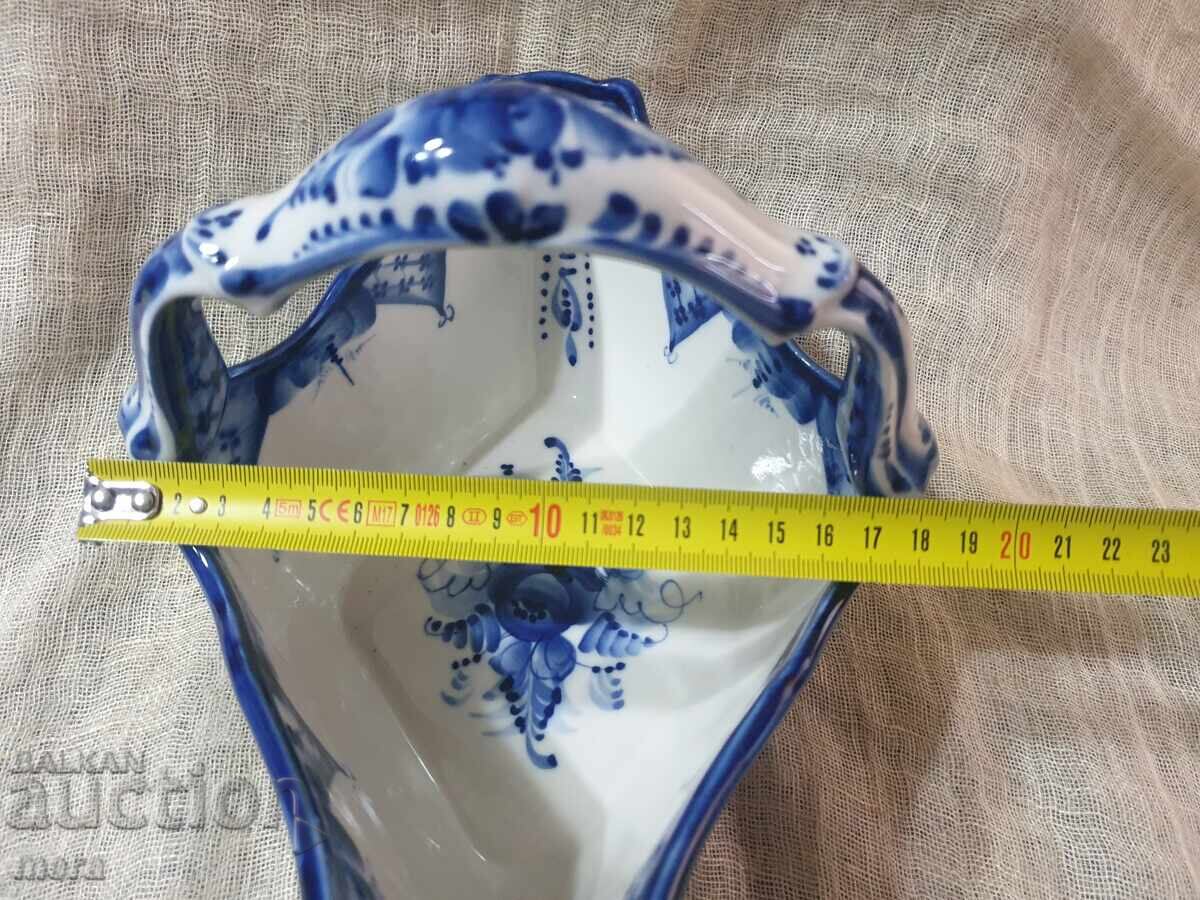 Porcelain author's bonbonniere, fruit bowl, basket Gzhel - 6