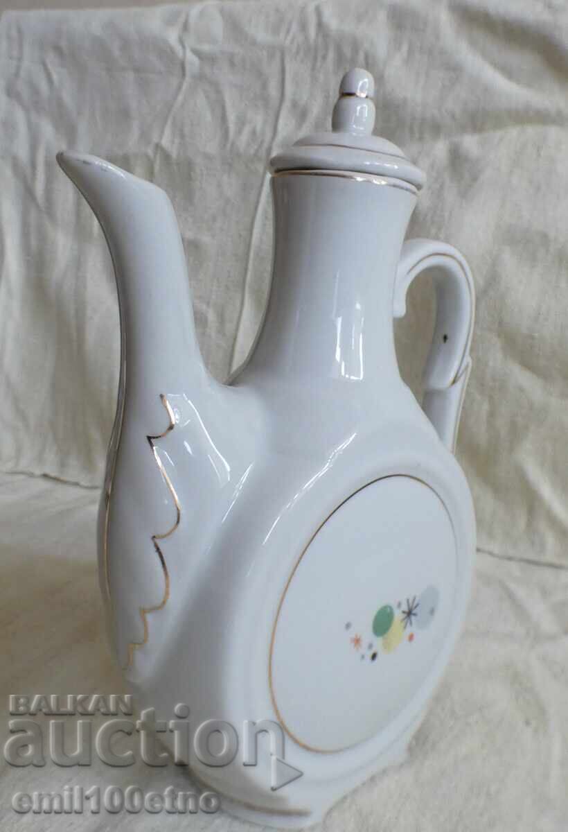 Jug with a lid, old Bulgarian porcelain, Bouquet, Novi Pazar - 5