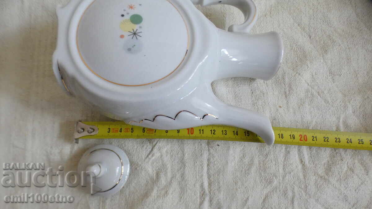 Jug with a lid, old Bulgarian porcelain, Bouquet, Novi Pazar - 7