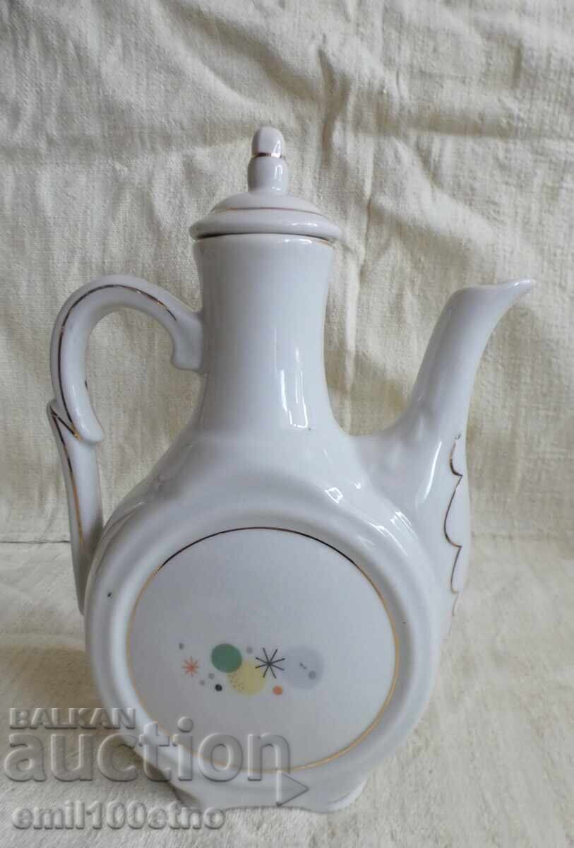 Jug with a lid, old Bulgarian porcelain, Bouquet, Novi Pazar