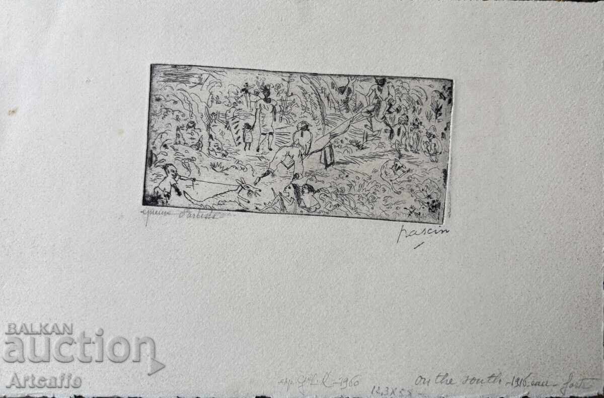 Zhul Paskin - grafică originală, gravură, 1916 cu preț 69.00 BGN | € 35.28