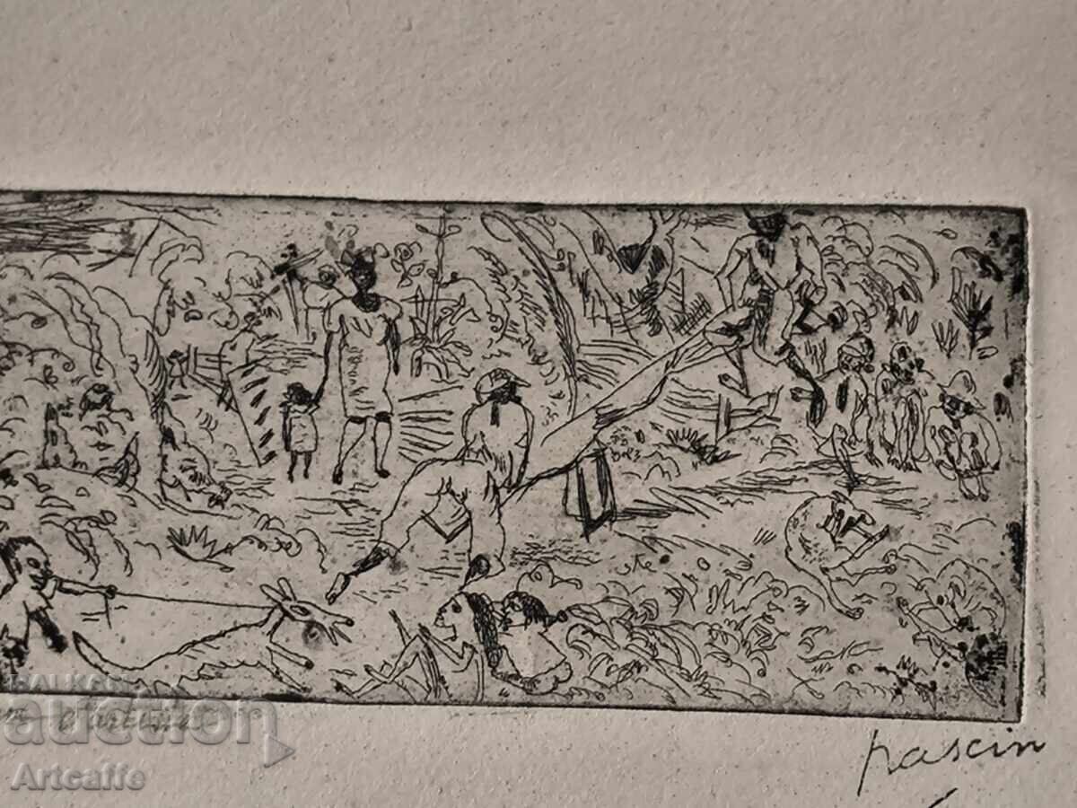 Zhul Paskin - grafică originală, gravură, 1916 - 5