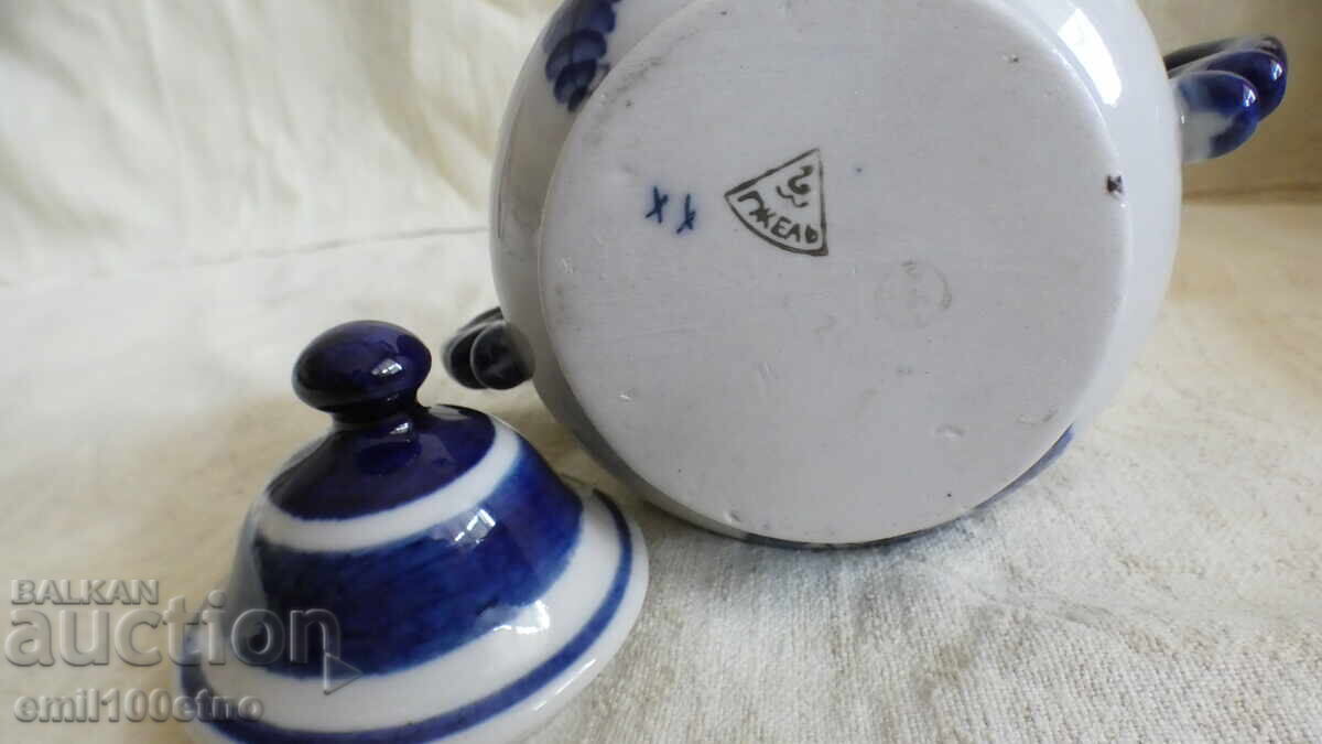Захарница стар порцелан Гжель СССР - 5