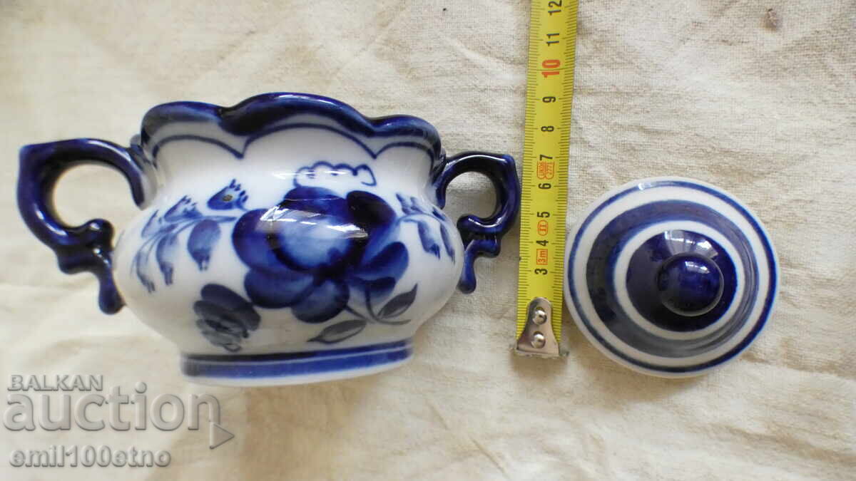 Захарница стар порцелан Гжель СССР - 6