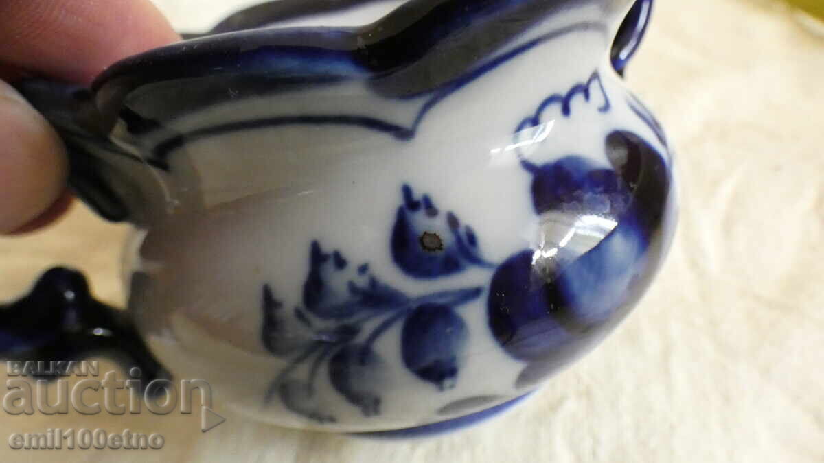 Захарница стар порцелан Гжель СССР - 7