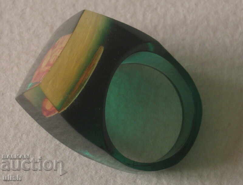 Old celluloid ring Mona Lisa with price 5.00 BGN | € 2.56