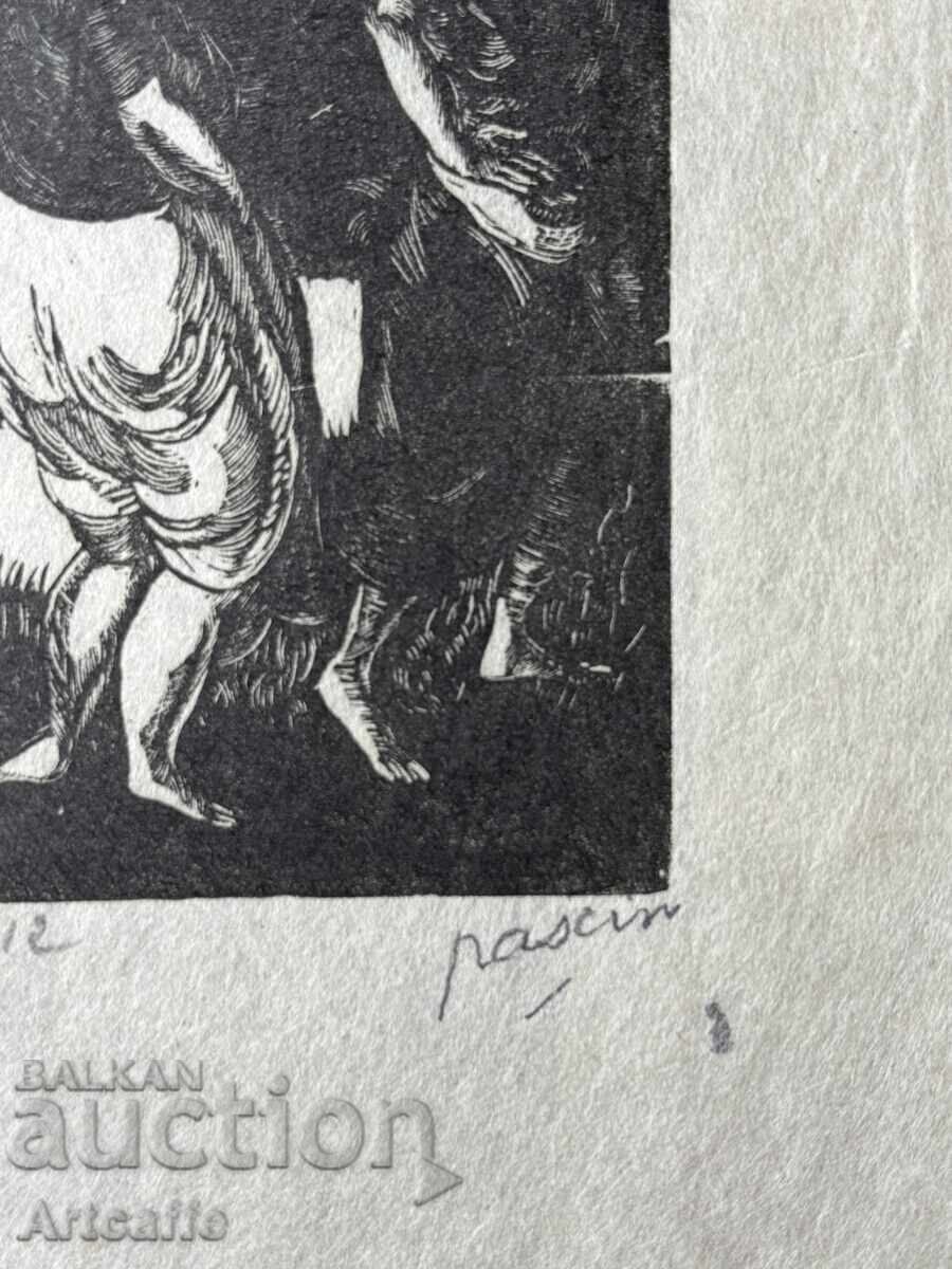 Jul Pascin - original graphic woodcut, 1912 - 5 Jul Pascin - original graphic woodcut, 1912 - 5