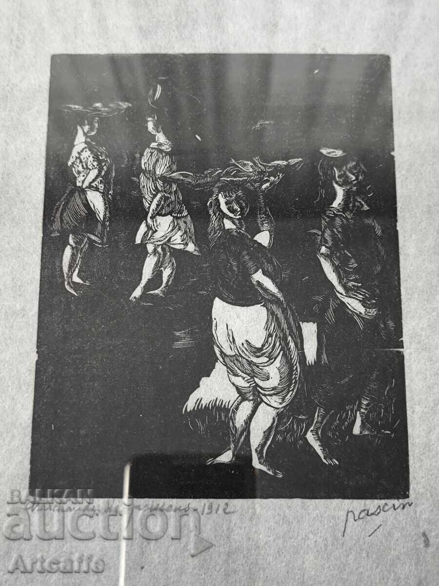 Jul Pascin - original graphic woodcut, 1912 - 7 Jul Pascin - original graphic woodcut, 1912 - 7