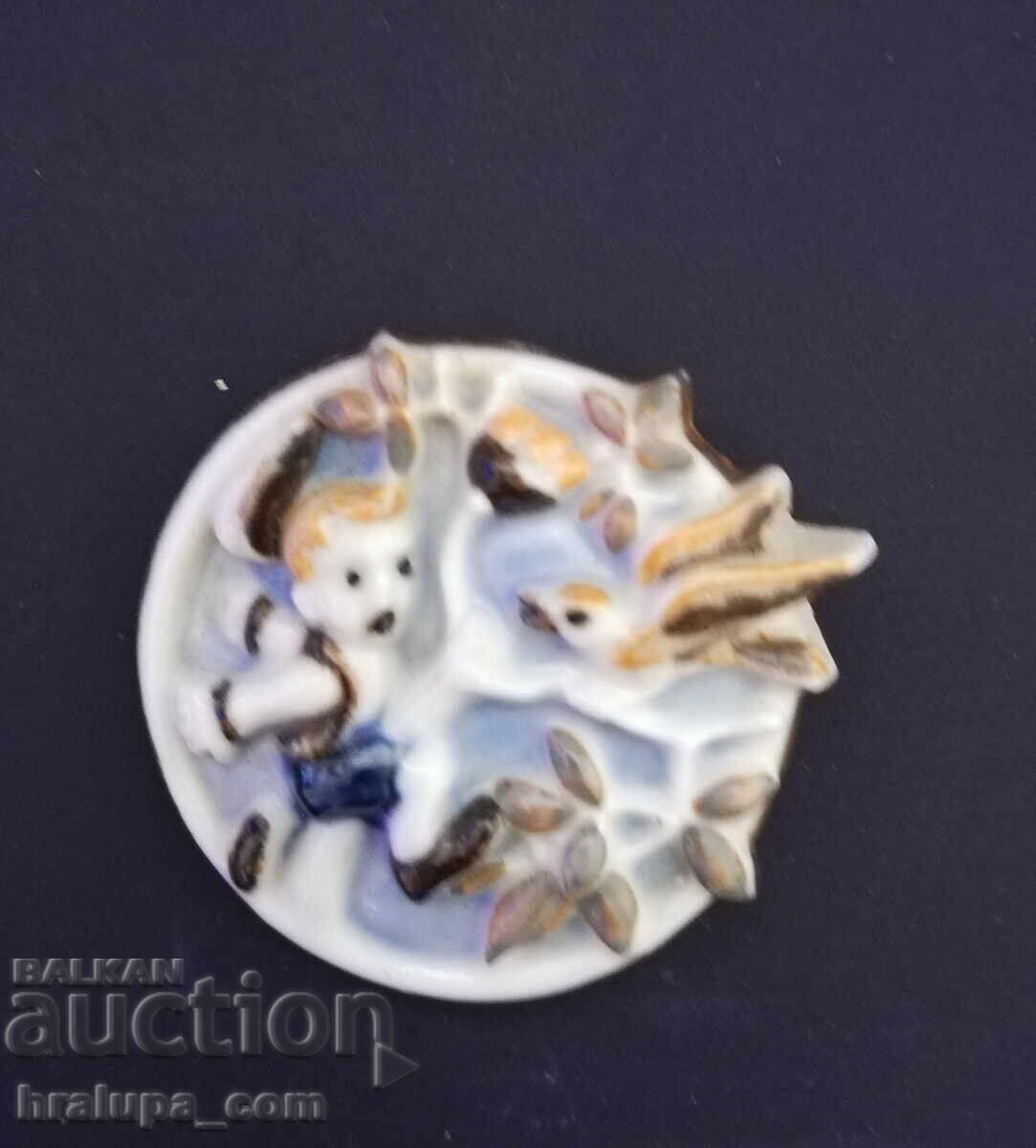 Antique porcelain brooch