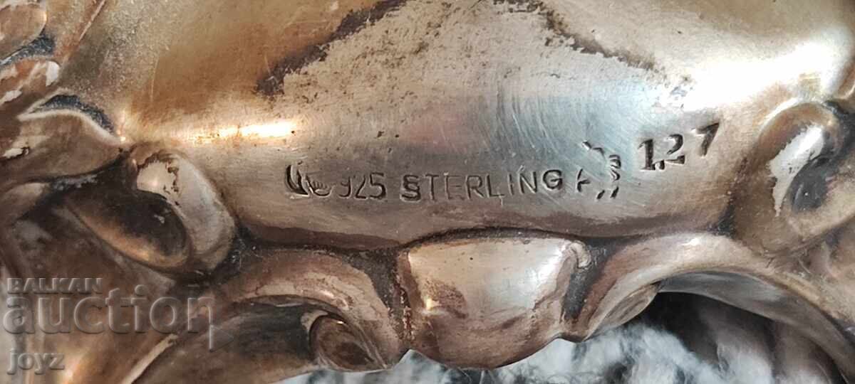 СТАРИНЕН СВЕЩНИК АРТ ДЕКО ВИСОК 23 см  СРЕБРО СТЕРЛИНГ 925 с цена 439.99 лв. | € 224.96