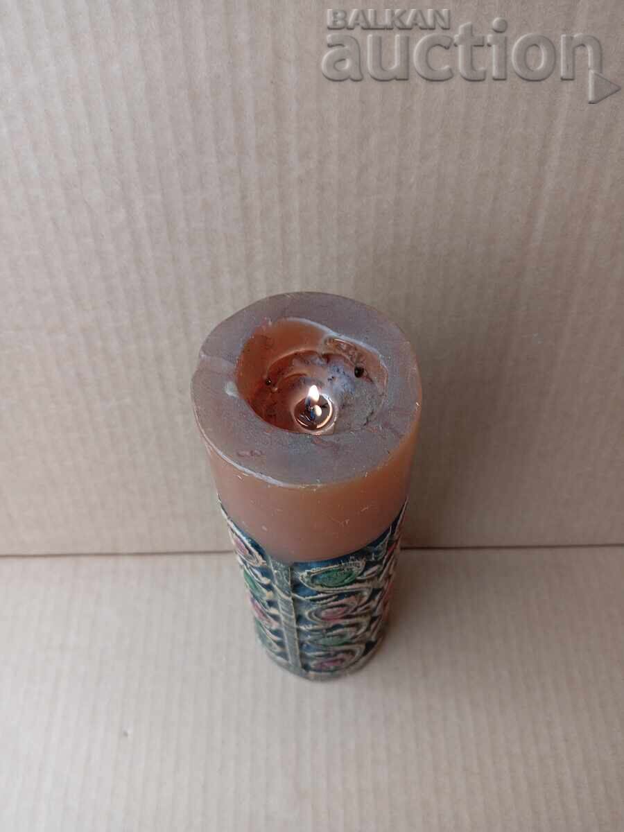 Lumânare veche, mare, cu relief, 1300 ani Bulgaria, anii '80 - 5 Lumânare veche, mare, cu relief, 1300 ani Bulgaria, anii '80 - 5