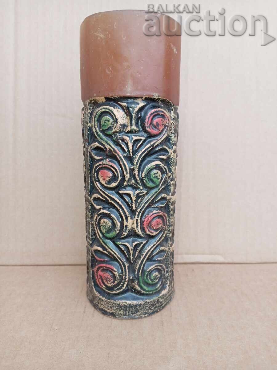 Lumânare veche, mare, cu relief, 1300 ani Bulgaria, anii '80 Lumânare veche, mare, cu relief, 1300 ani Bulgaria, anii '80